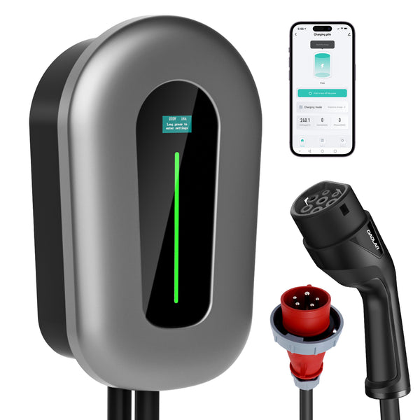 Daolar 22kW Wallbox Smart App Type2 EV-oplader 400V 32A, instelbare huidige EV-laadstation voor elektrische voertuigen EVSE