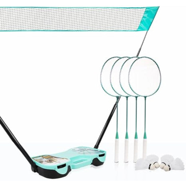 Daolar Badminton-Set, einfacher Aufbau, Schläger, Federbälle, Kombi für Kinder und Familien, tragbar, kein Werkzeug erforderlich – Training im Garten, Strand, Park, Picknick-Spiele, Grün