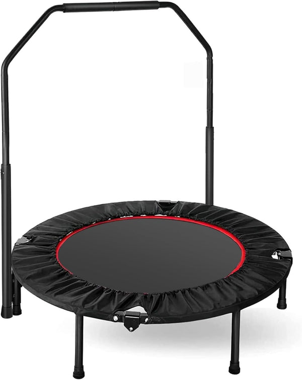 Daolar interiérová trampolína, priemer 101 cm, skladacia fitness trampolína, trampolína pre jumping fitness, nosnosť 150 kg, nastaviteľná výška zábradlia, vytrvalostný tréning