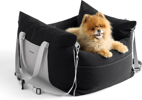 Daolar kleine honden autostoel voor kleine honden-waterdichte hondenstoelverhoger voor auto met opbergzakken, clip-on veiligheidsgordel en verdikte geheugenschuim vullen, huisdier reisdragerbed tot 11kg