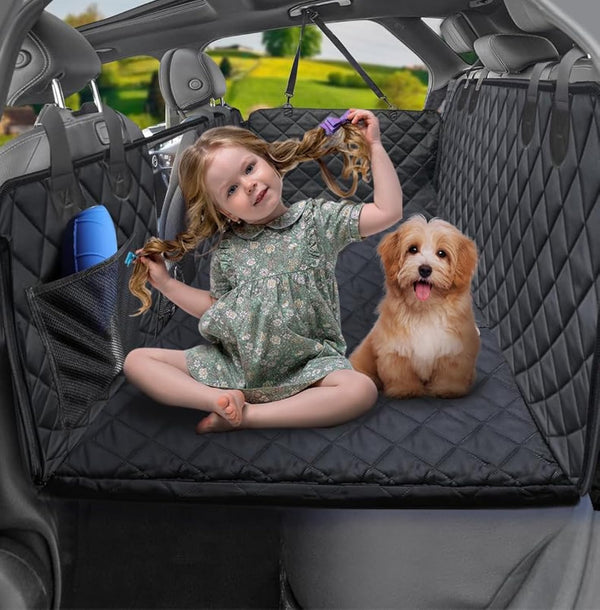 Hondendeken voor auto achterbank met gaasraam, bank, wasbare huisdieren hond autostoelhoes, niet-opblaasbare autobedmatras voor de meeste auto's, SUV's, vrachtwagens